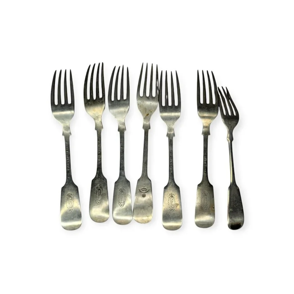 Vintage Deykin & Sons Venetian Silver Forks 6 & 1 Harrison & Howson Alpha Forks
